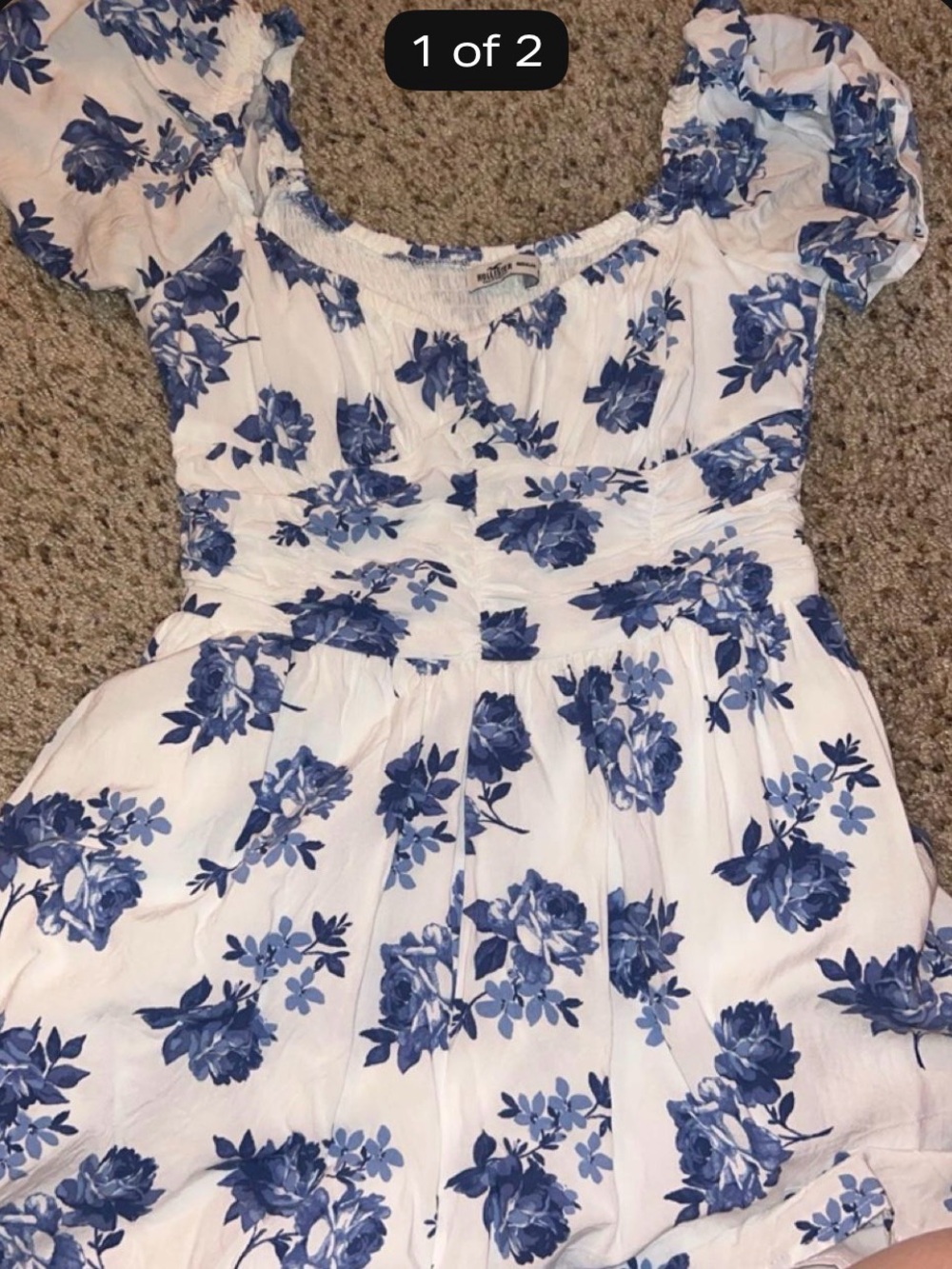 Hollister White Mini Dress with Blue Floral Print